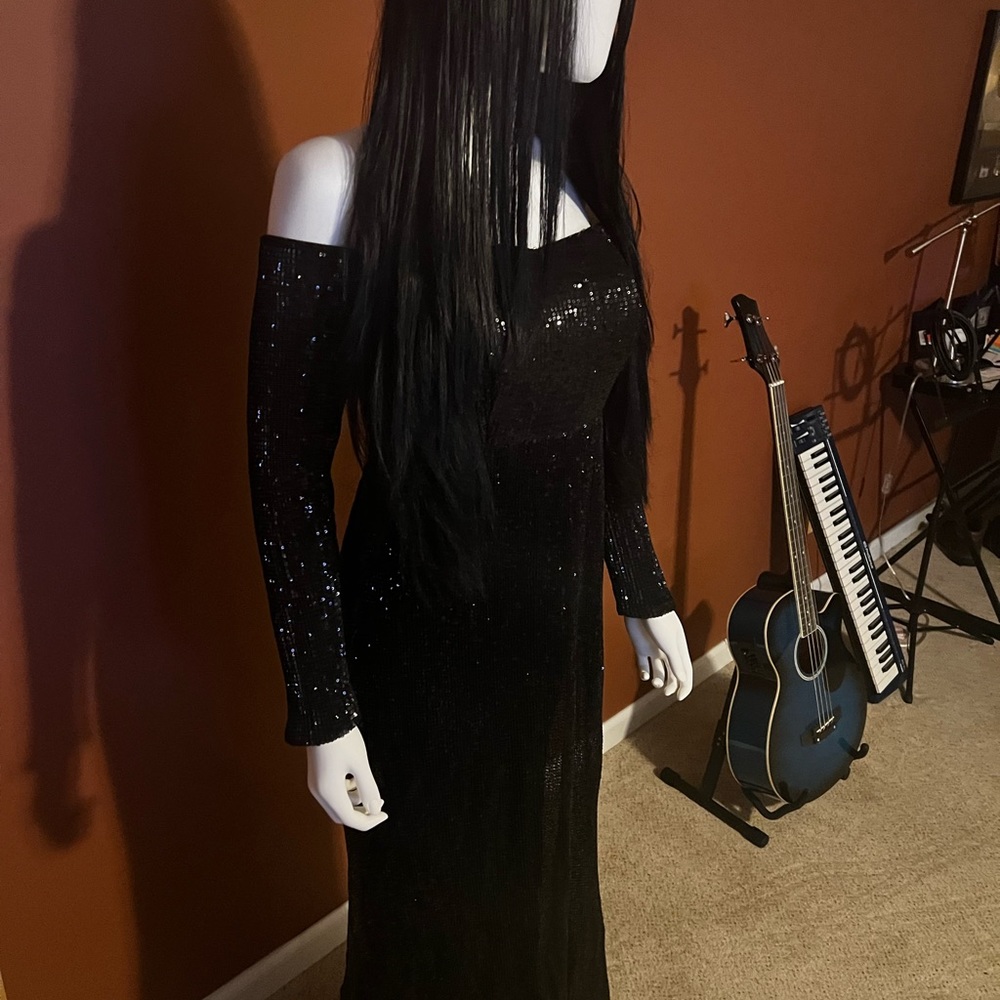 Black sequin long gown with lining